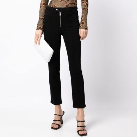 Frame Le Super High Jeans Straight Leg Exposed Zip Black Size 24 Rare - Picture 1 of 13
